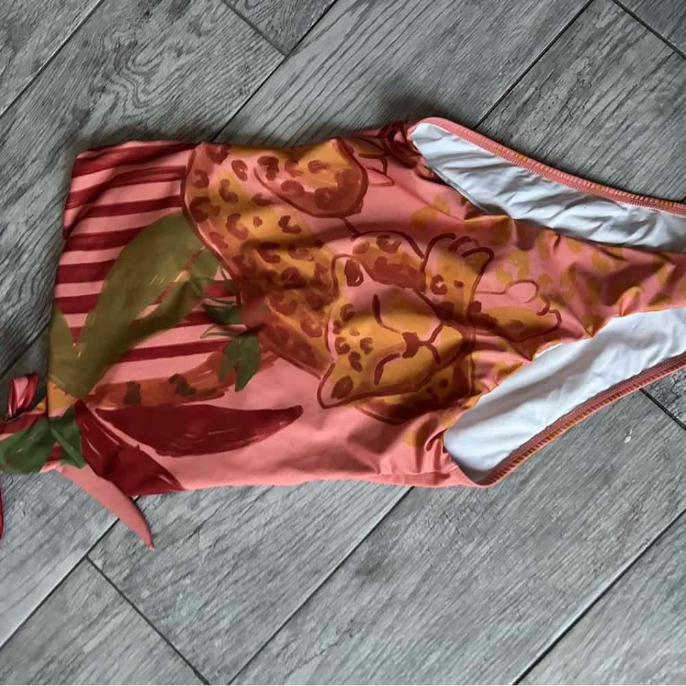 FARM Rio Coral & Mustard Floral One-Piece Swimsuit